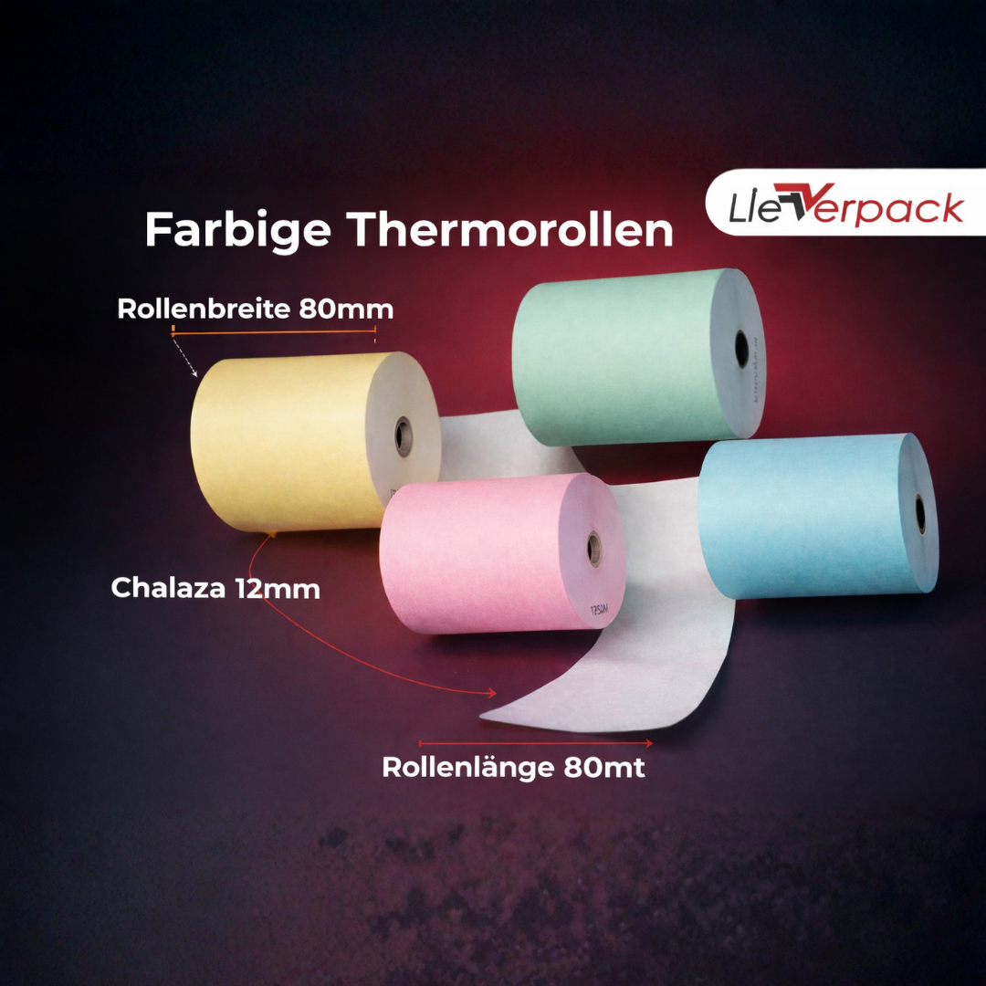 Thermorollen 80/80/12 (80m) farbig – BPA frei | 5 Farbvarianten